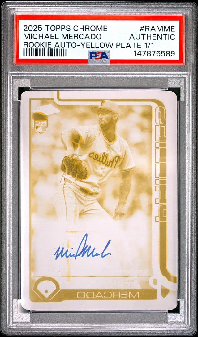 2025 Topps Chrome Michael Mercado Autograph Yellow Printing Plate #RA-MME card image