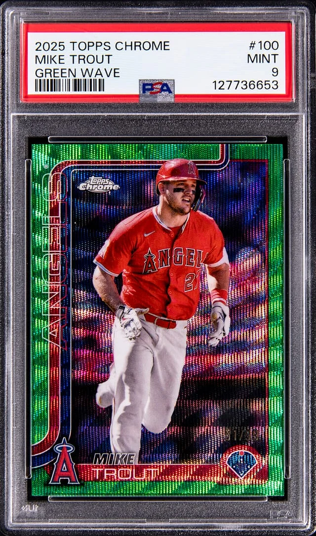 2025 Topps Chrome Mike Trout Green Wave #100 card image