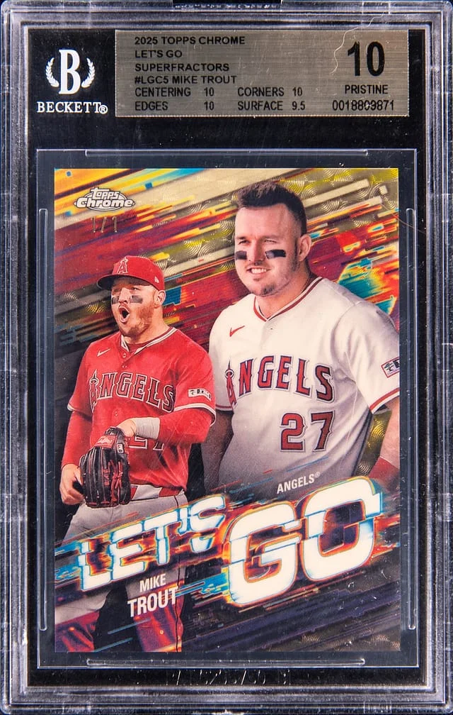 2025 Topps Chrome Mike Trout Let's Go SuperFractors #LGC-5 card image