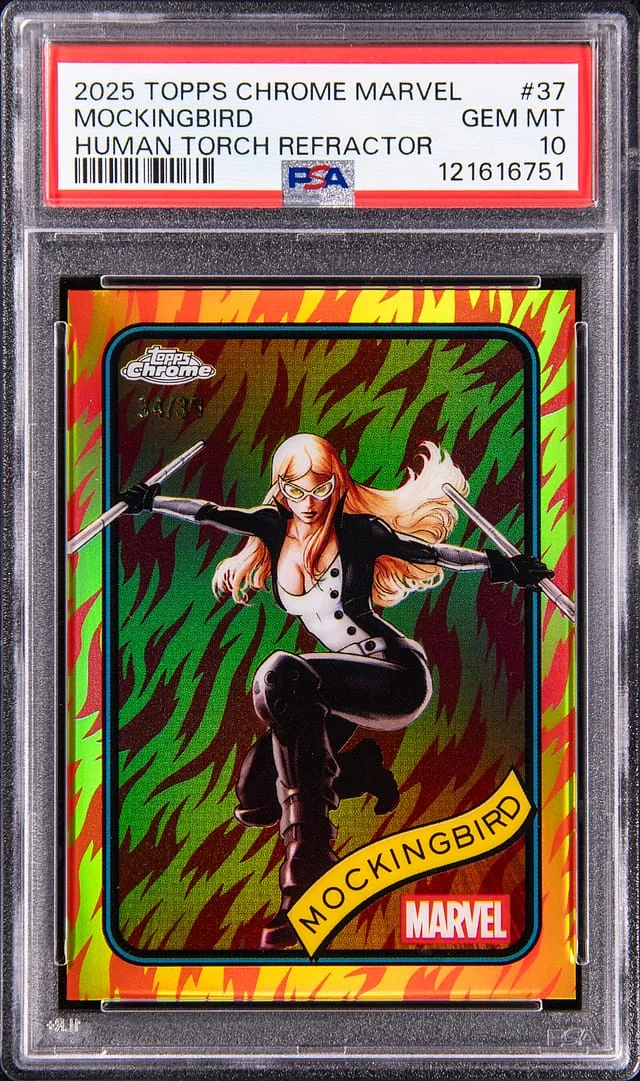 2025 Topps Chrome Mockingbird Marvel Human Torch Refractor #37 card image