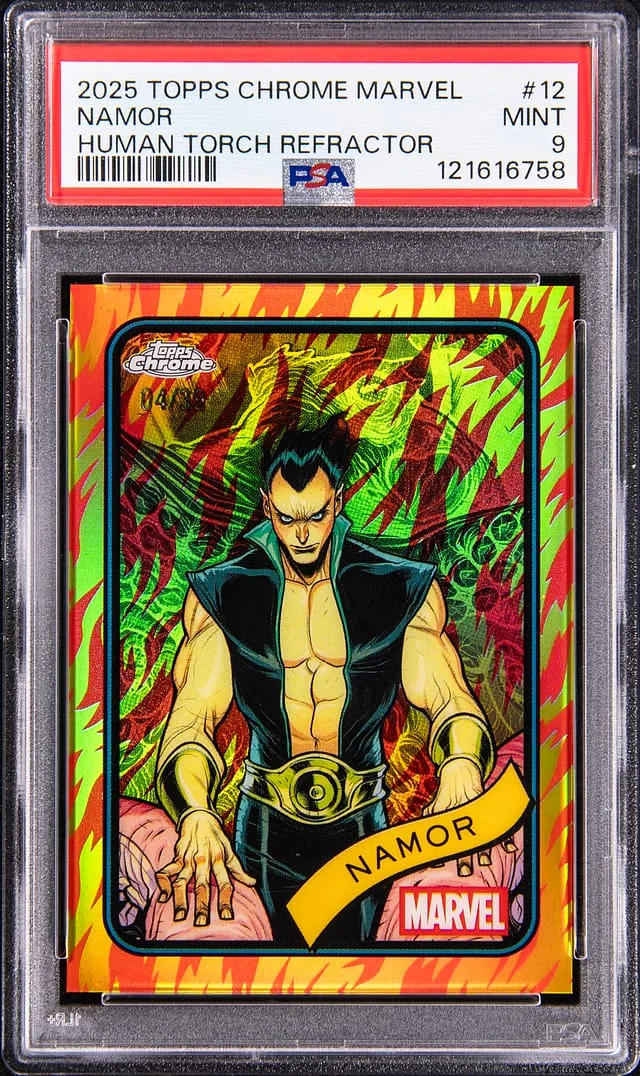 2025 Topps Chrome Namor Marvel Human Torch Refractor #12 card image