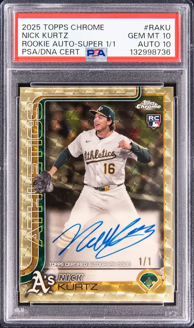 2025 Topps Chrome Nick Kurtz Autograph SuperFractor #RA-KU card image
