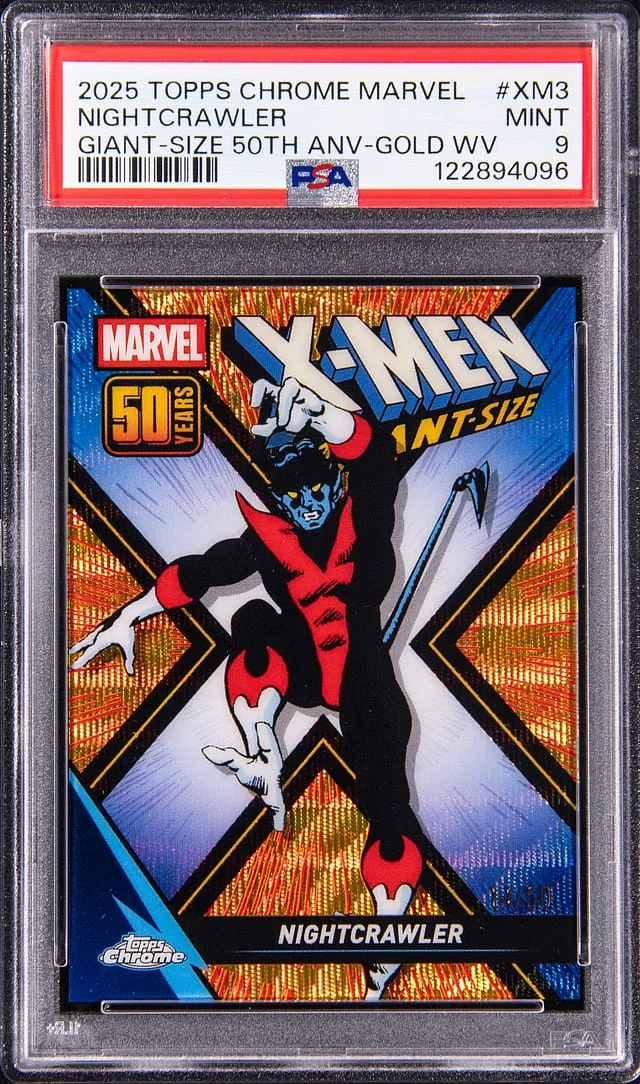 2025 Topps Chrome Nightcrawler Marvel Giant-Size 50th Anniversary Gold Wave #XM3 card image