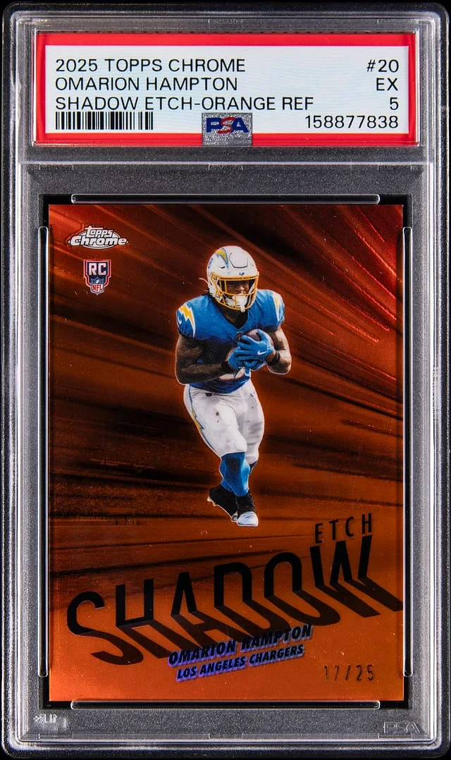 2025 Topps Chrome Omarion Hampton Shadow Etch Orange Refractor #20 card image