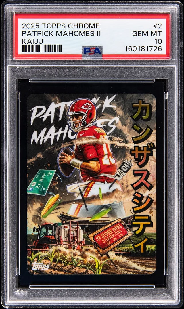 2025 Topps Chrome Patrick Mahomes II Kaiju #KAI-2 card image