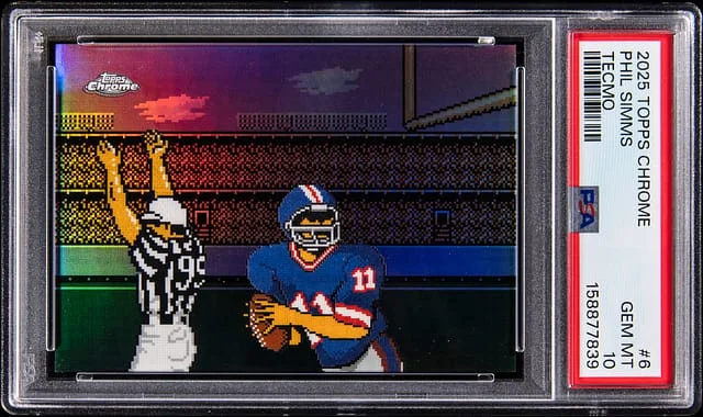 2025 Topps Chrome Phil Simms Tecmo #6 card image