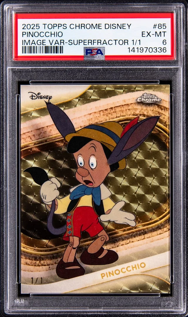 2025 Topps Chrome Pinocchio Disney Image Variation SuperFractor #85 card image