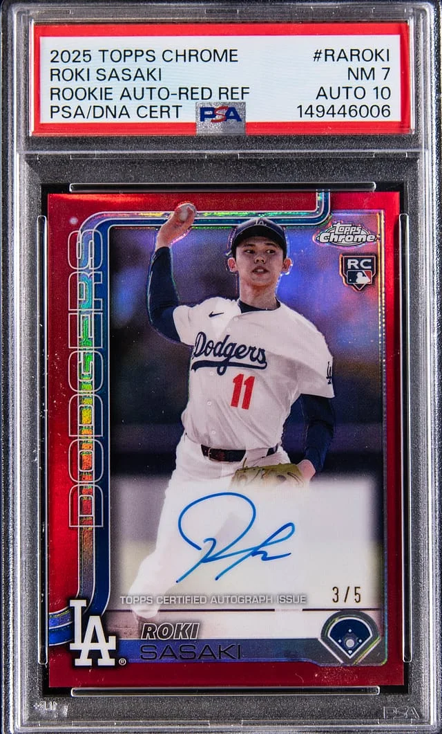 2025 Topps Chrome Roki Sasaki Autograph Blue Refractor #RA-ROKI card image
