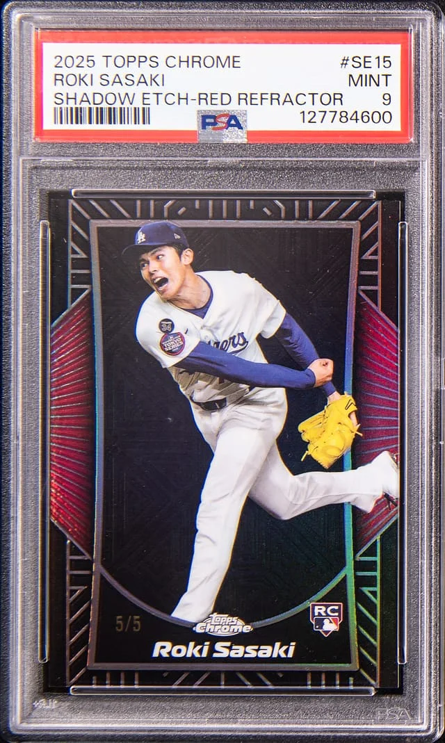 2025 Topps Chrome Roki Sasaki Shadow Etch Red Refractor #SE-15 card image