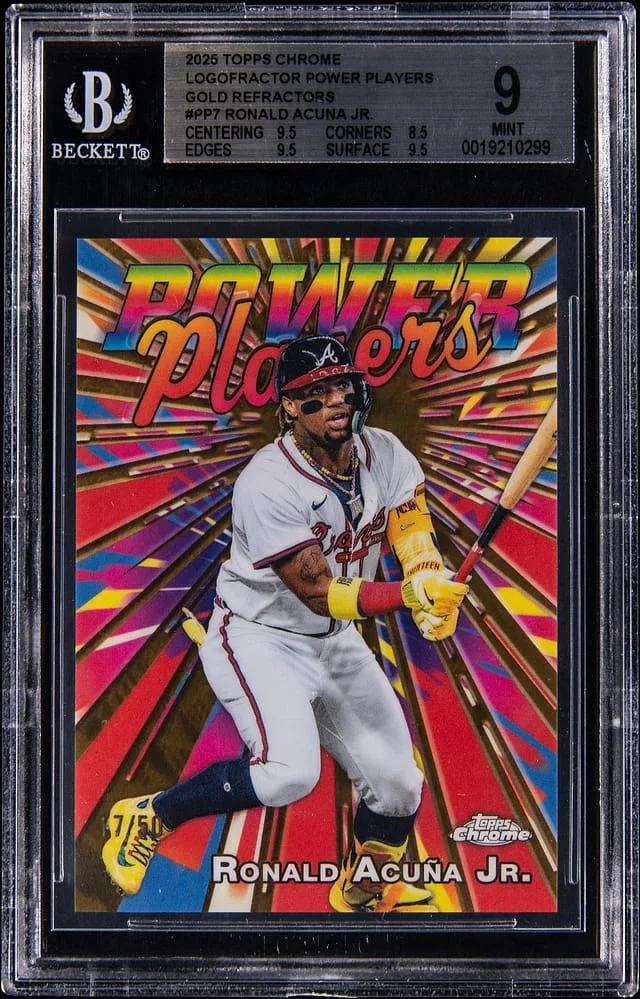 2025 Topps Chrome Ronald Acuna Jr. Power Players Gold Refractor #PP-7 card image