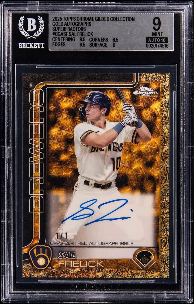 2025 Topps Chrome Sal Frelick Gilded Collection Gold Autographs SuperFractors #CGA-SF card image