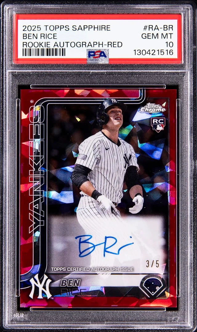 2025 Topps Chrome Sapphire Ben Rice Autograph Red #RA-BR card image