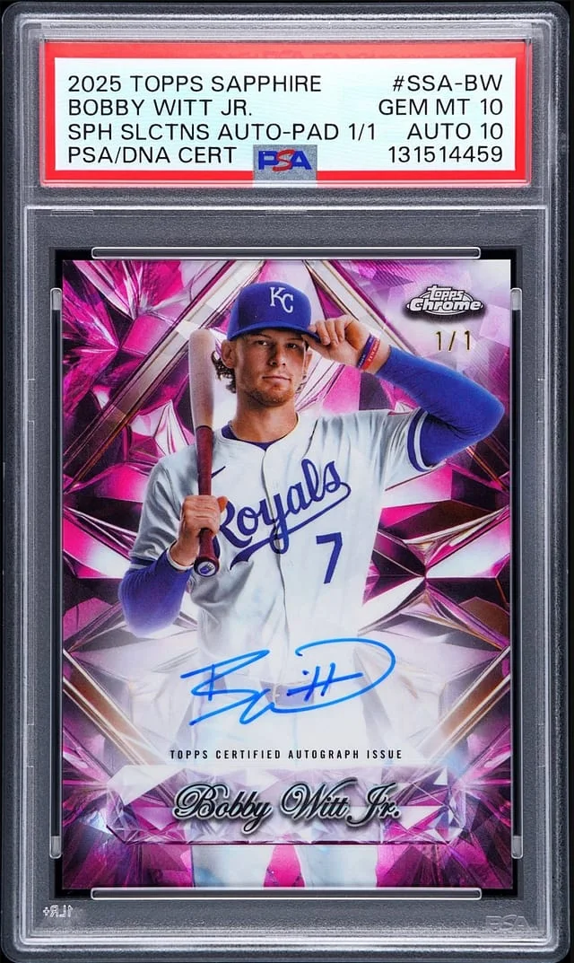 2025 Topps Chrome Sapphire Edition Bobby Witt Jr. Sapphire Selections Autographs Padparadscha #SSA-BW card image