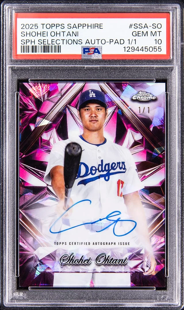 2025 Topps Chrome Sapphire Edition Shohei Ohtani Sapphire Selections Autograph Padparadscha #SSA-SO card image