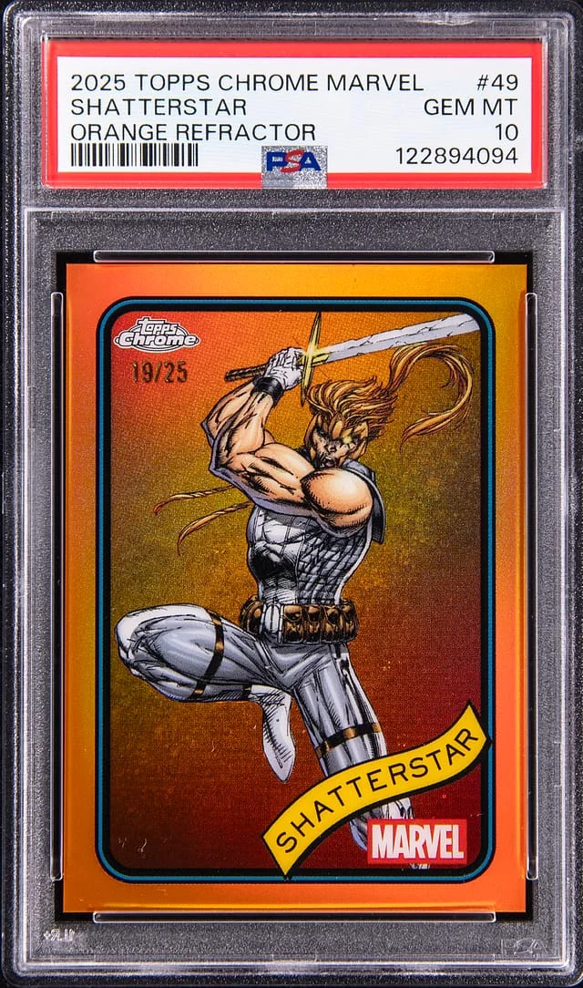 2025 Topps Chrome Shatterstar Marvel Orange Refractor #49 card image