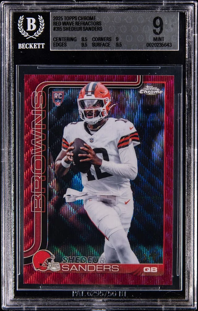 2025 Topps Chrome Shedeur Sanders Red Wave Refractor #315 card image