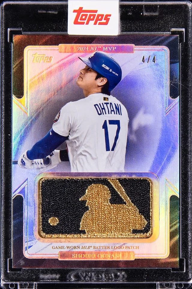 2025 Topps Chrome Shohei Ohtani Game-Used Patch Card - Topps Encased, MLB Authenticated Gold Logoman #GOLD-SO card image
