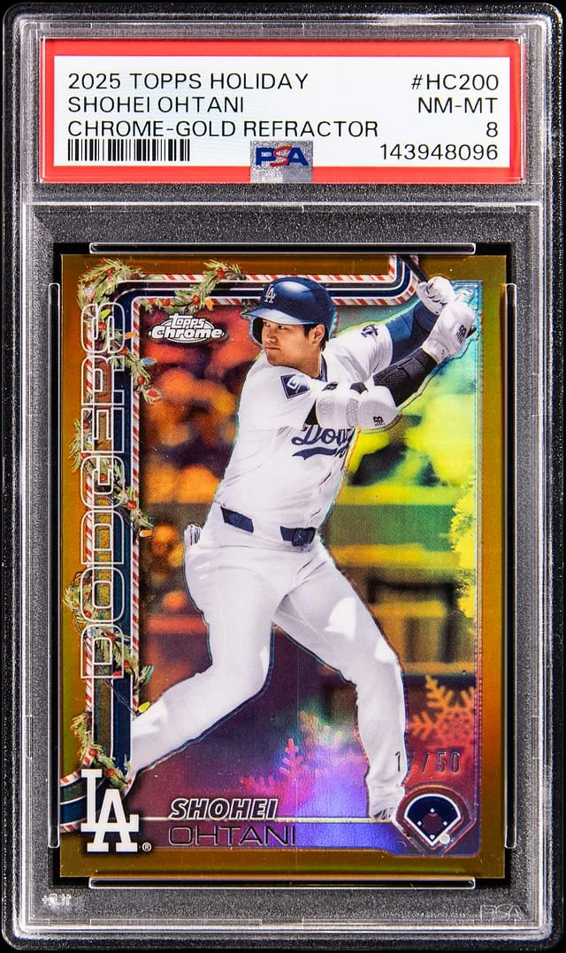 2025 Topps Chrome Shohei Ohtani Holiday Gold Refractor #HC200 card image