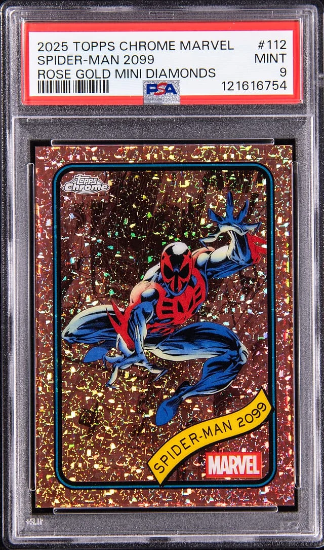 2025 Topps Chrome Spider-Man 2099 Marvel Rose Gold Mini Diamonds #112 card image