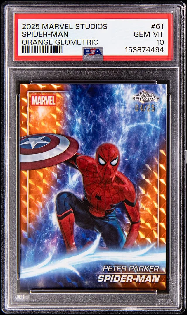 2025 Topps Chrome Spider-Man Marvel Studios Orange Geometric #61 card image
