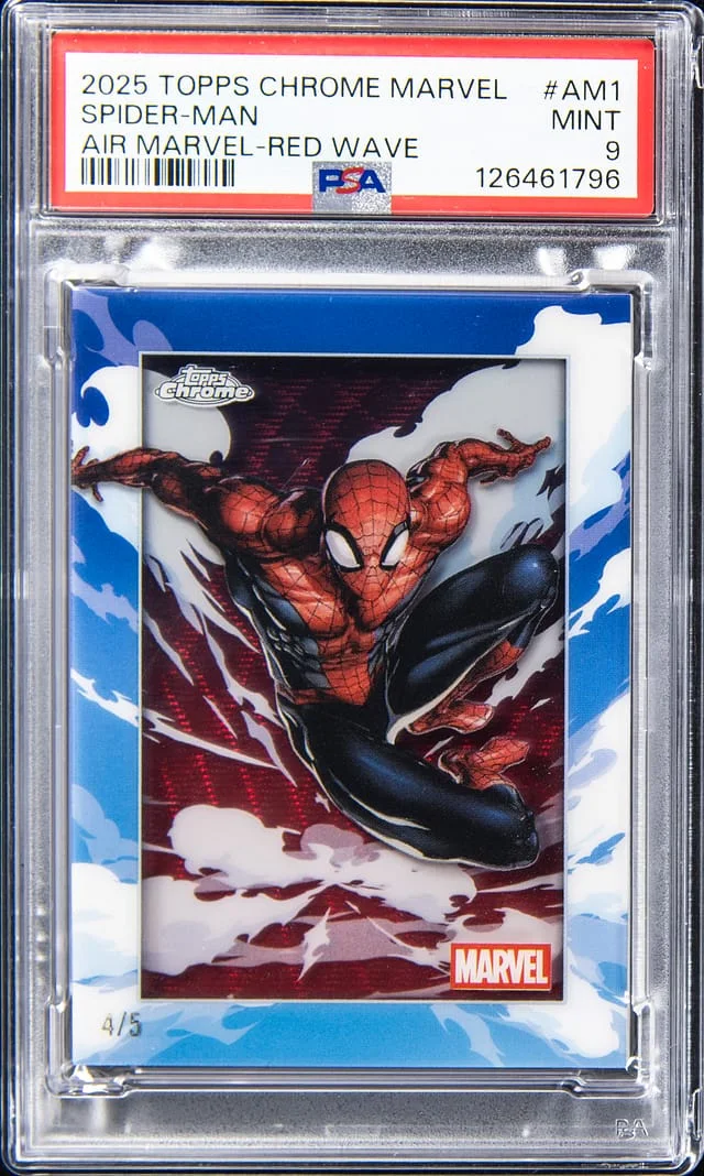2025 Topps Chrome Spider Man Marvel Air Marvel Red Wave Refractor #AM-1 card image