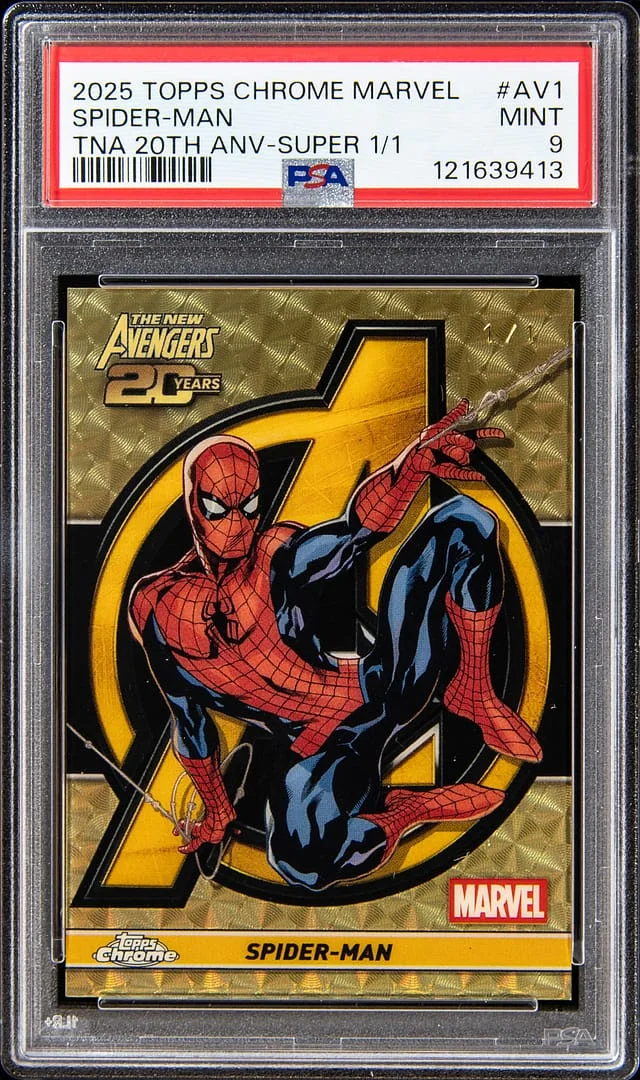 2025 Topps Chrome Spider-Man Marvel The New Avengers 20th Anniversary SuperFractor #AV-1 card image