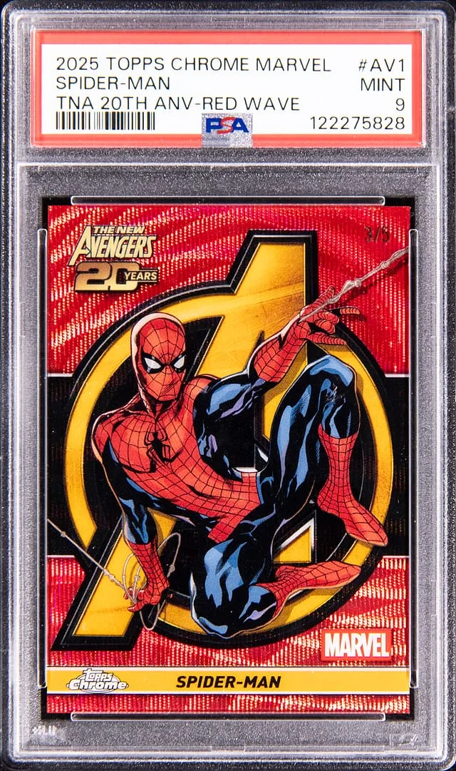 2025 Topps Chrome Spider-Man Marvel The New Avengers 20th Anniversary Red Wave #AV1 card image