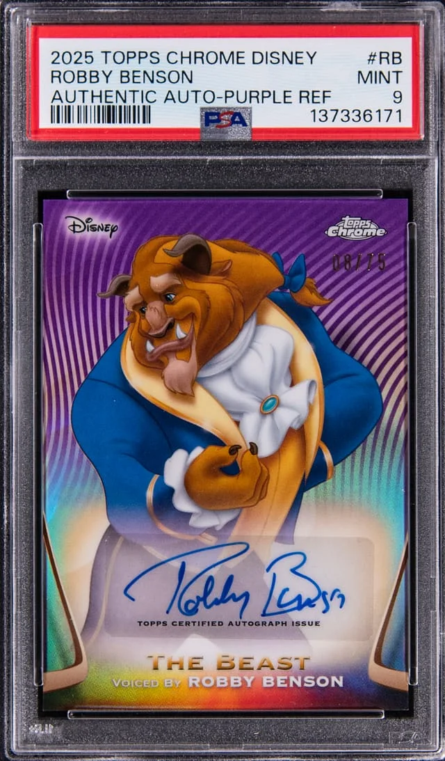 2025 Topps Chrome The Beast/Robby Benson Disney Authentic Autographs Purple Refractor #RB card image