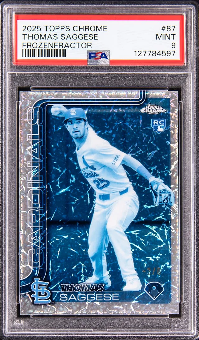 2025 Topps Chrome Thomas Saggese (#-3/0) FrozenFractor #87 card image