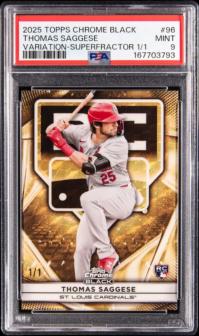 2025 Topps Chrome Thomas Saggese Variation Superfractor #96 card image