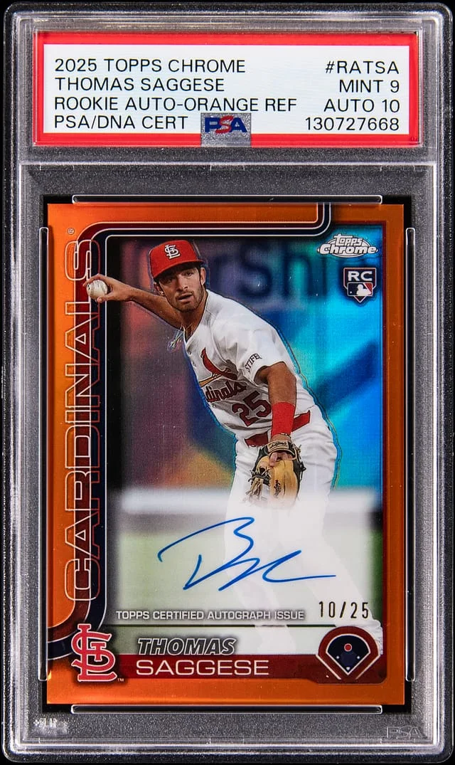 2025 Topps Chrome Thomas Saggesse Autographs Orange Refractor #RA-TSA card image