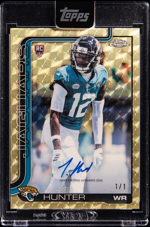 2025 Topps Chrome Travis Hunter Autographs SuperFractor #RA-TRHU card image