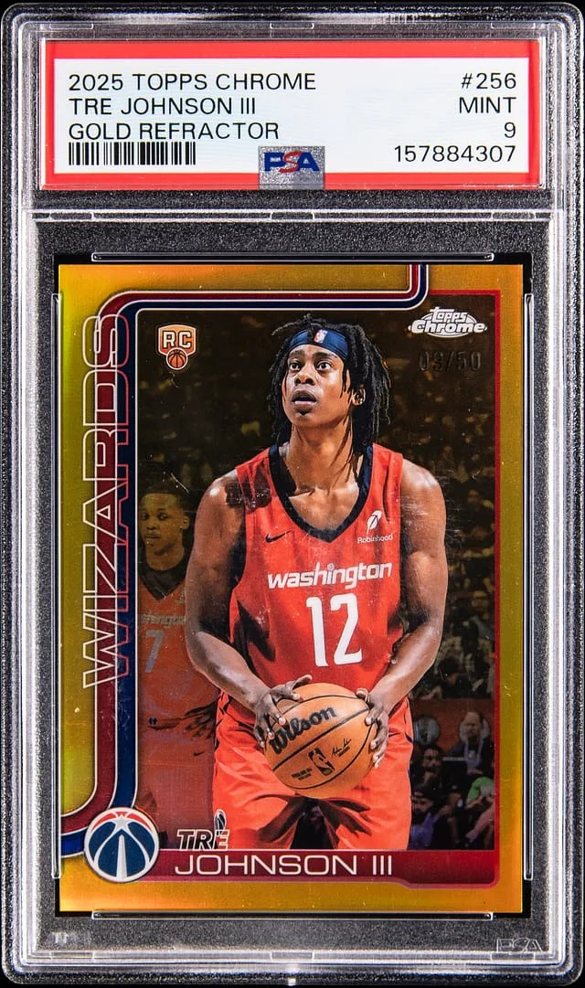 2025 Topps Chrome Tre Johnson III Gold Refractor #256 card image