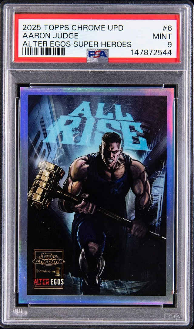 2025 Topps Chrome Update Aaron Judge Alter Egos Super Heroes #AE-6 card image