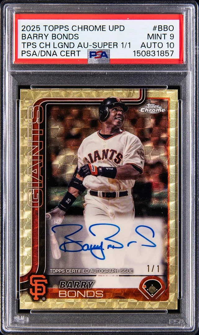 2025 Topps Chrome Update Barry Bonds Topps Chrome Legends Autographs SuperFractor #CLA-BBO card image
