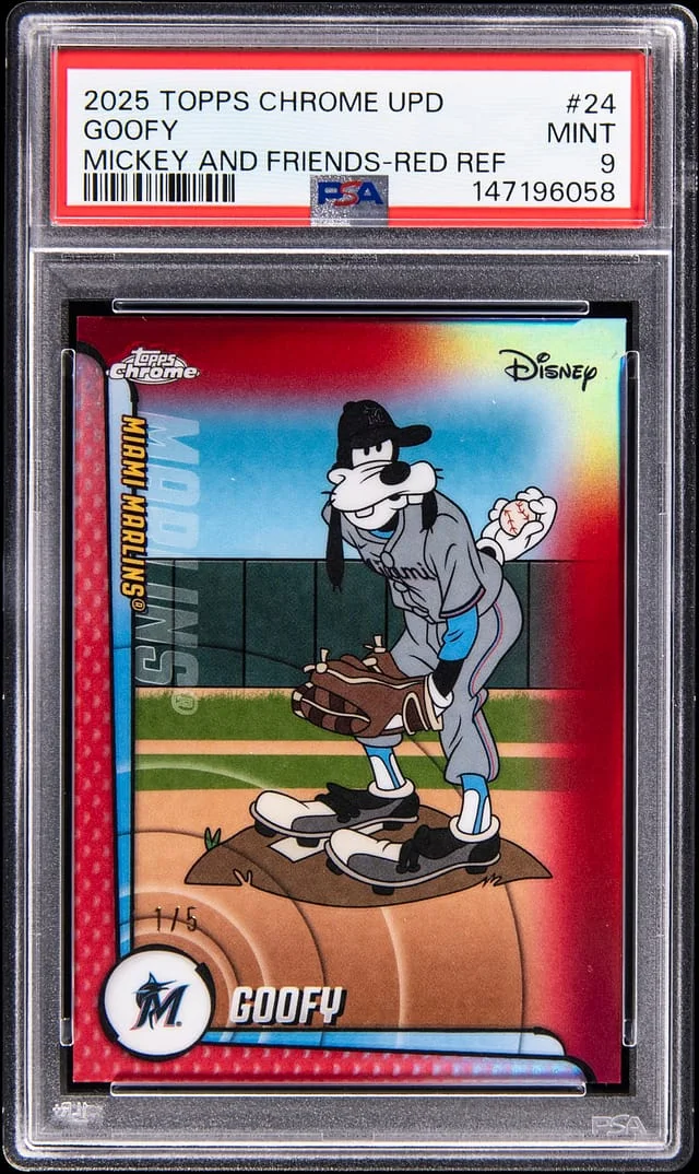 2025 Topps Chrome Update Goofy Mickey and Friends Red Refractor #MLBA-24 card image