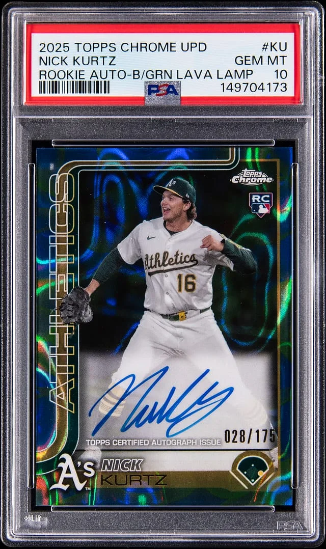 2025 Topps Chrome Update Nick Kurtz Autograph Blue Green Lava Lamp #RA-KU card image