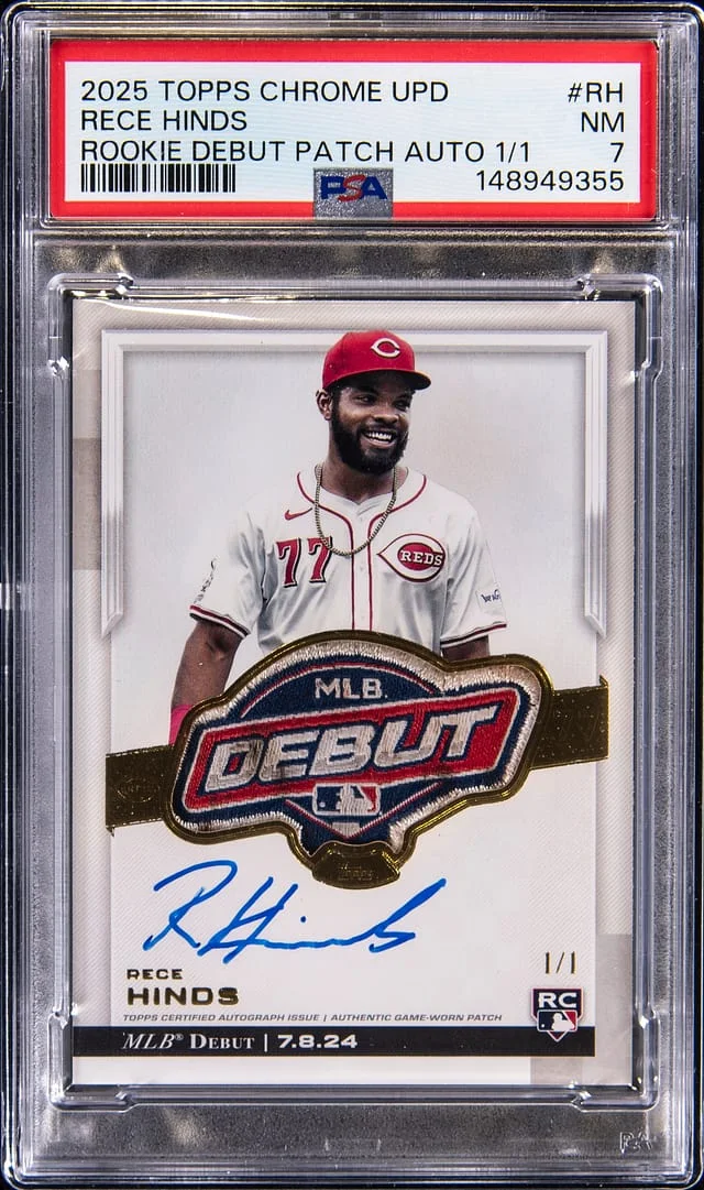2025 Topps Chrome Update Rece Hinds MLB Debut Debut Patch Autograph #RDPA-RH card image