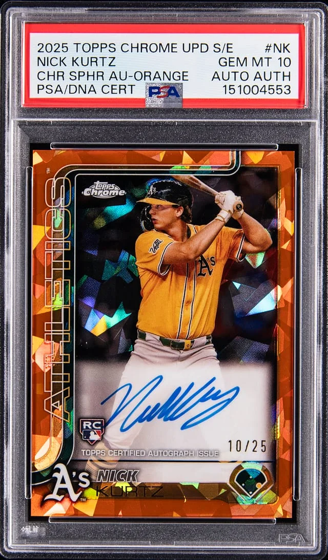 2025 Topps Chrome Update Sapphire Nick Kurtz Edition Chrome Sapphire Autograph Orange #USA-NK card image