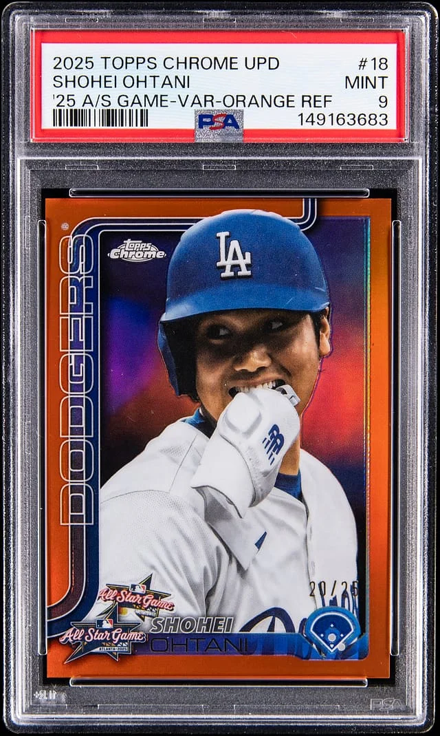 2025 Topps Chrome Update Shohei Ohtani 25 All-Star Game Variation Orange Refractor #18 card image