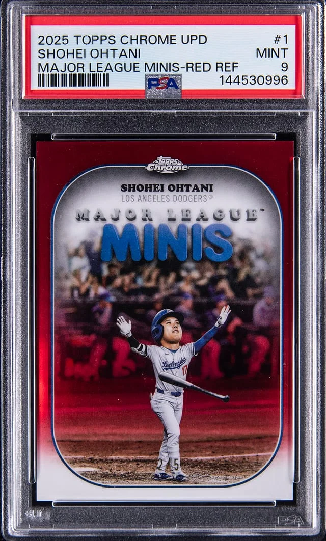 2025 Topps Chrome Update Shohei Ohtani Major League Minis Red Refractor #MM-1 card image