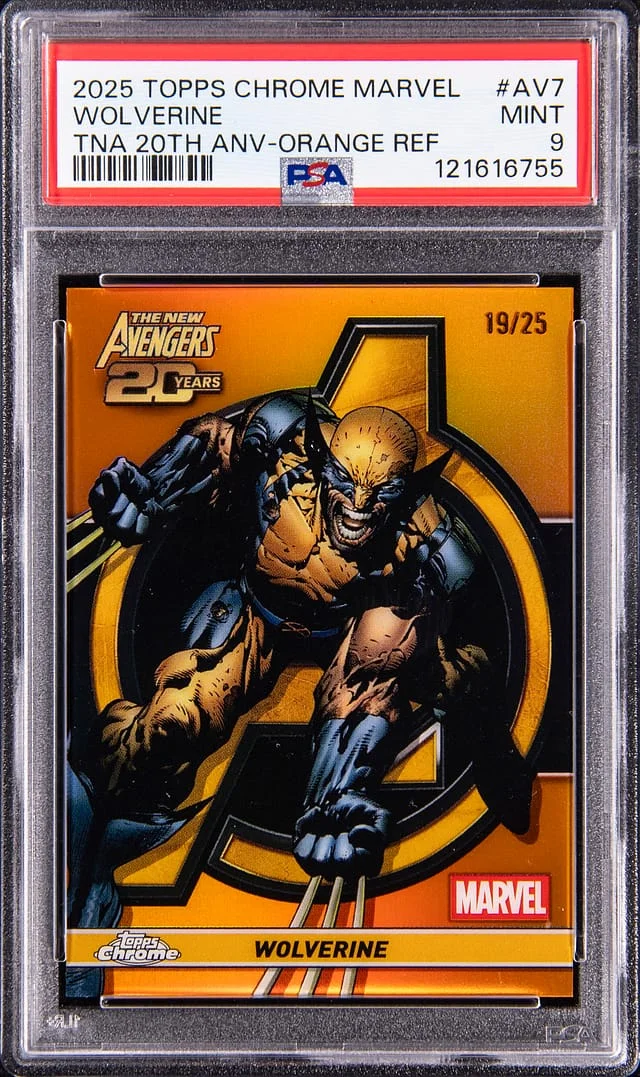 2025 Topps Chrome Wolverine Marvel The New Avengers 20th Anniversary Orange Refractor #AV-7 card image
