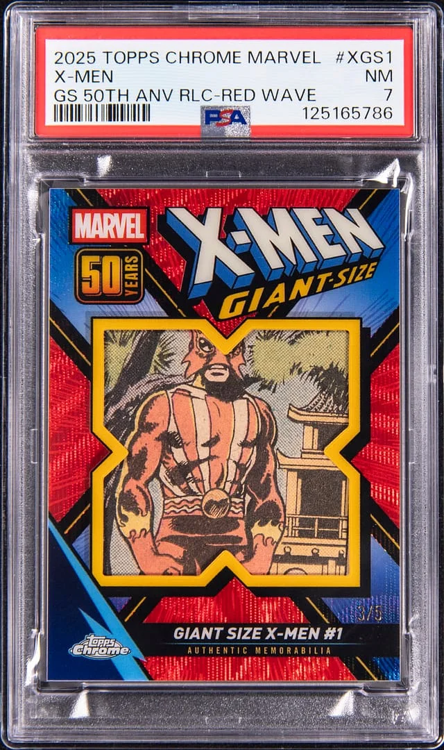 2025 Topps Chrome X-Men Marvel Giant Size 50th Anniversary Relic Red Wave #XGS-1 card image