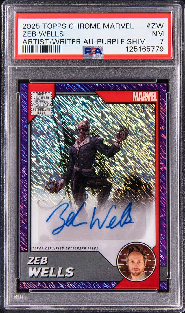 2025 Topps Chrome Zeb Wells Marvel Artist/Writer Autographed Purple Shimmer #AA-ZW card image