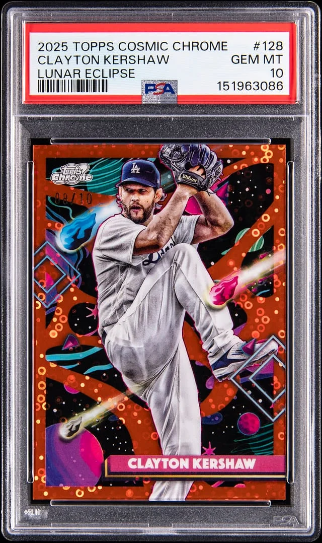 2025 Topps Clayton Kershaw Cosmic Chrome Lunar Eclipse #128 card image