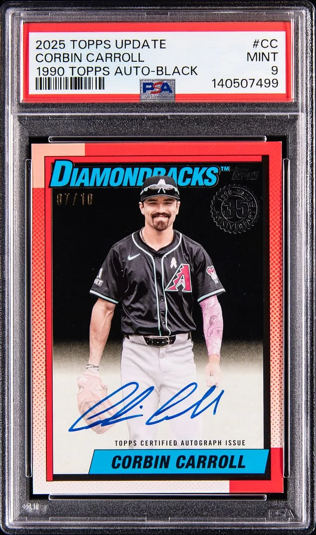 2025 Topps Corbin Carroll 1990 Topps Autograph Black #90AU-CC card image
