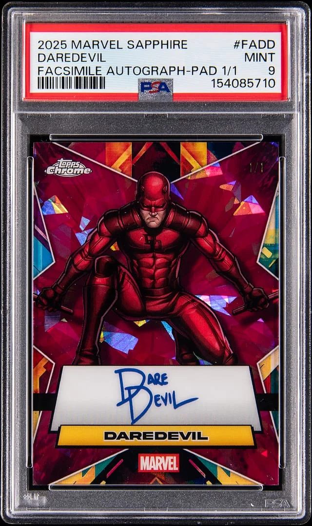 2025 Topps Daredevil Marvel Chrome Sapphire Edition Facsimile Autographs Padparadscha #FA-DD card image