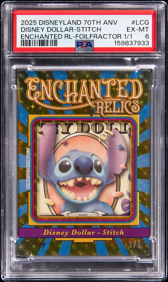 2025 Topps Disney Dollar Stitch Disneyland 70th Anniversary Enchanted Relics FoilFractor #ER-DDS card image