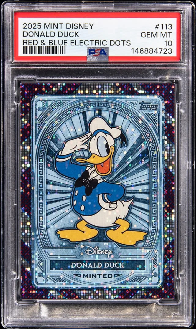2025 Topps Donald Duck Mint Disney Red & Blue Electric Dots #113 card image