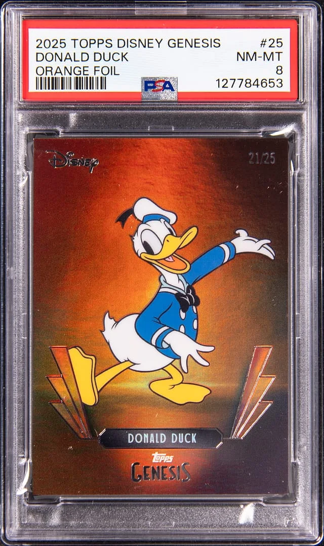 2025 Topps Donald Duck Disney Genesis Orange Foil #25 card image